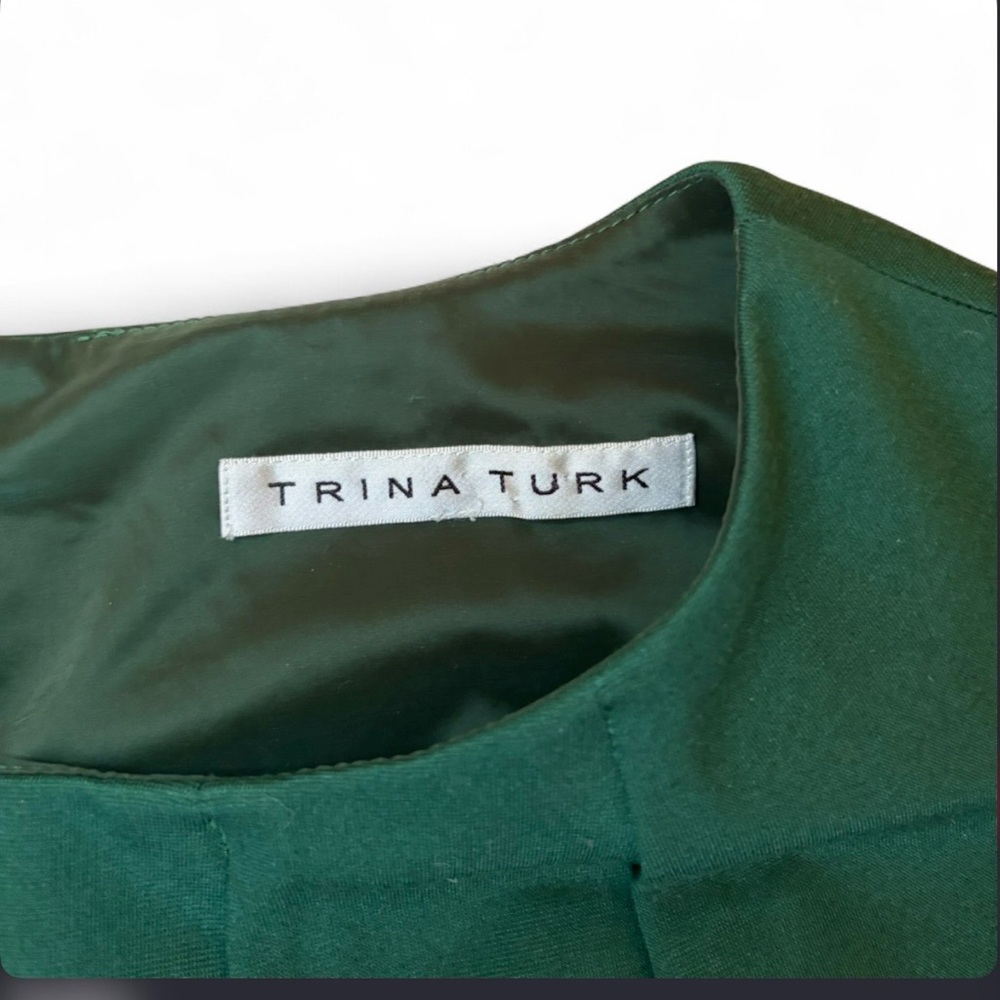 Trina Turk Emerald Green Sheath Dress Cap Sleeves - Picture 3 of 10